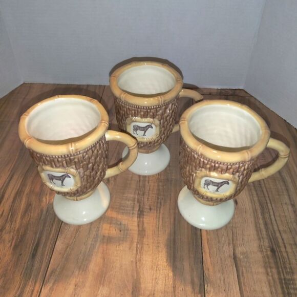 Raymond Waites Empire Collection Pedestal Mug Equus Zebra Set Of 3 - Picture 1 of 10